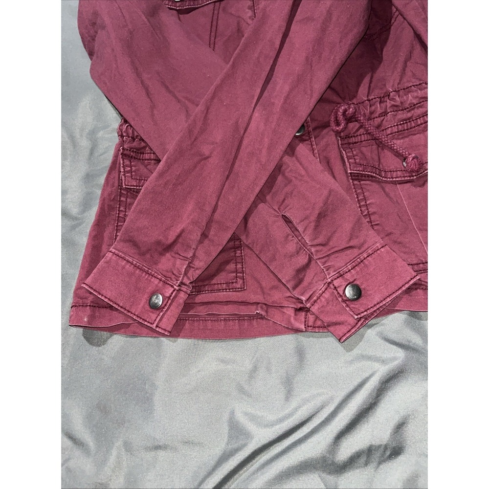 Mudd Y2K Size XS Faded Burgundy Jacket Button/Zip Up Cinch Waist & Snap Pockets. - Picture 10 of 14